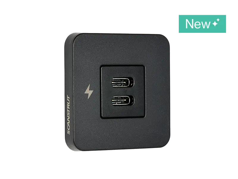 Scanstrut SC-TILE-20 dual USB-C interior charging socket up to 36W (12V) / 60W (24V) - black bezel