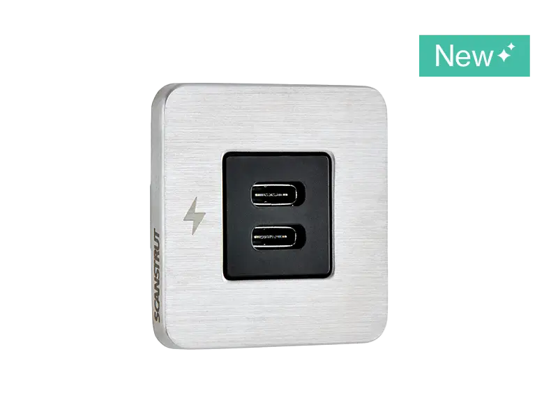 Scanstrut SC-TILE-21 dual USB-C interior charging socket up to 36W (12V) / 60W (24V) - brushed stainless bezel