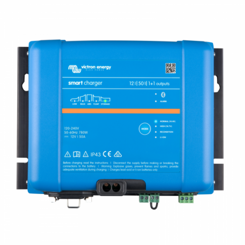 Victron Smart IP43 Charger 12V 50A for 2 batteries or battery banks 12/50 (1+1) 120-240V (no cord)