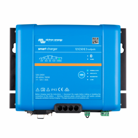 Victron Smart IP43 Charger 12V 50A for 3 batteries or battery banks 12/50(3) 120-240V (no cord)
